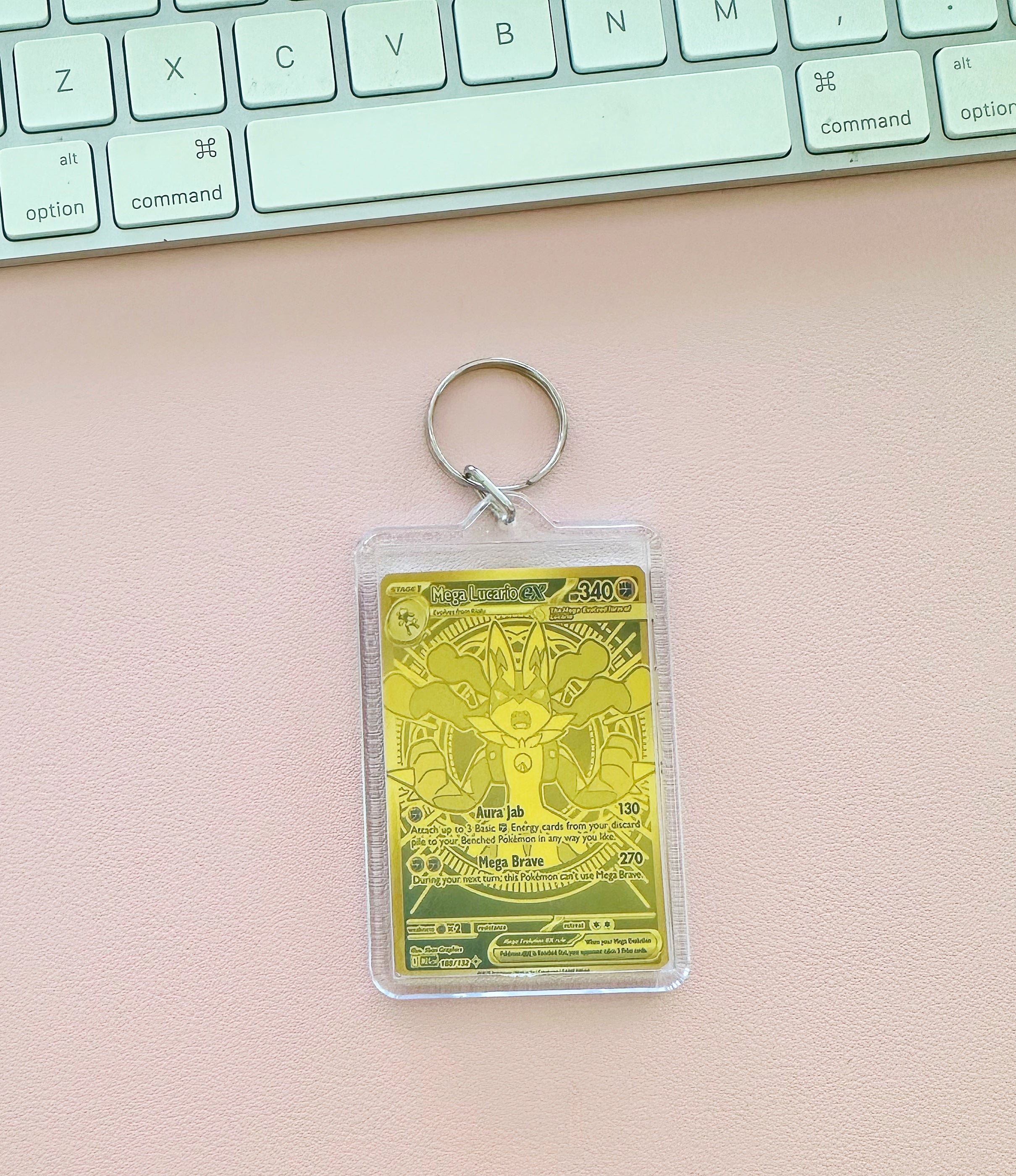 Mega Evolution Mega Gold Lucario Pokemon Keychain